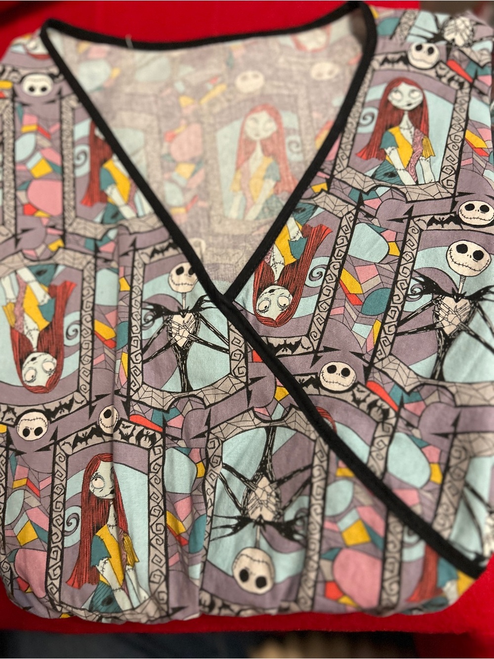 Women’s Lavender Nightmare before Christmas  V-Neck scrub top